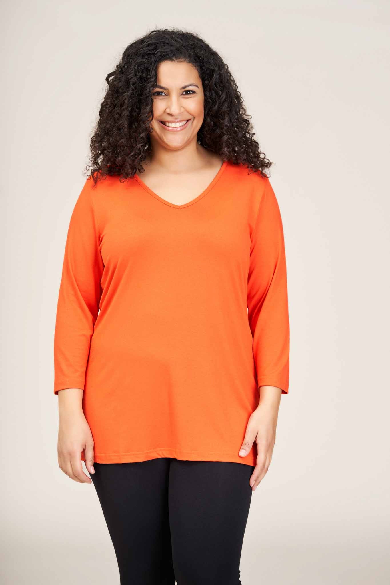 Sandgaard T-shirt med 3/4 ærmer T-Shirt Chili Orange