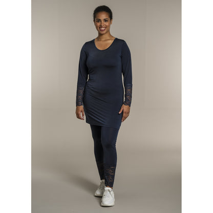 Sandgaard Bluse med blonde ærmer Top Dark Blue