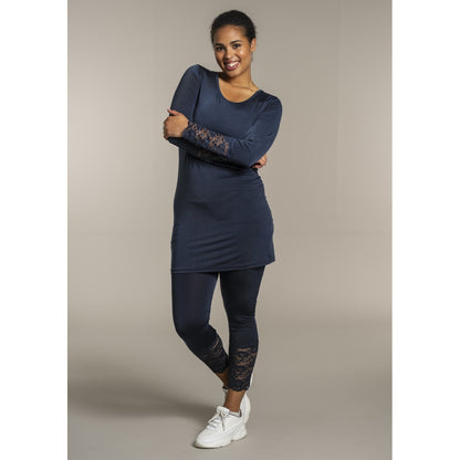 Sandgaard Bluse med blonde ærmer Top Dark Blue