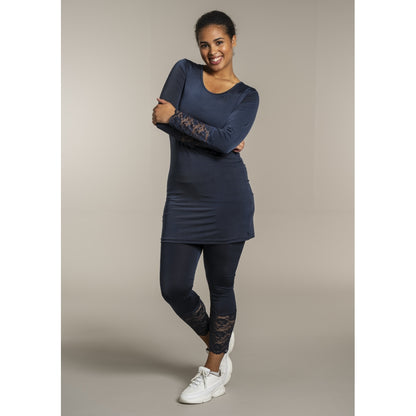 Sandgaard Bluse med blonde ærmer Top Dark Blue