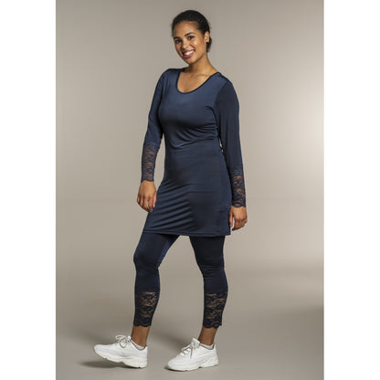 Sandgaard Bluse med blonde ærmer Top Dark Blue