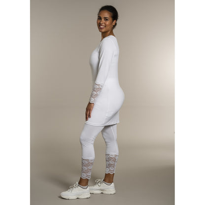 Sandgaard Bluse med blonde ærmer Top White