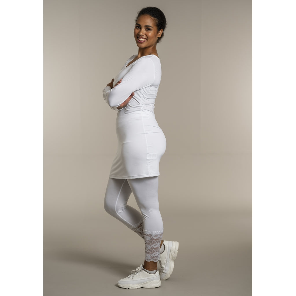 Sandgaard Bluse med blonde ærmer Top White