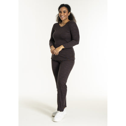 Sandgaard Rib Pants Pants Dark Blue/Dark Brown