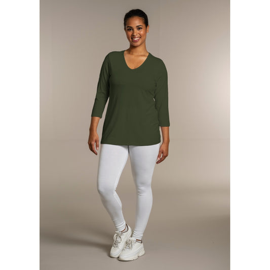 Sandgaard T-shirt med 3/4 ærmer T-Shirt Khakigreen